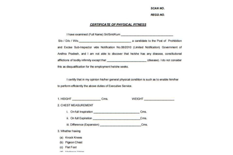 physical fitness certificate