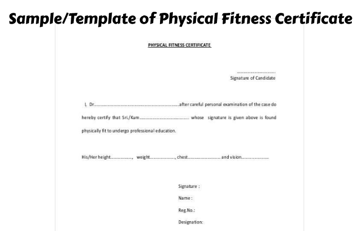 physical fitness certificate