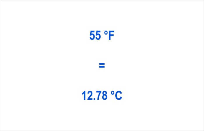 55 f to c